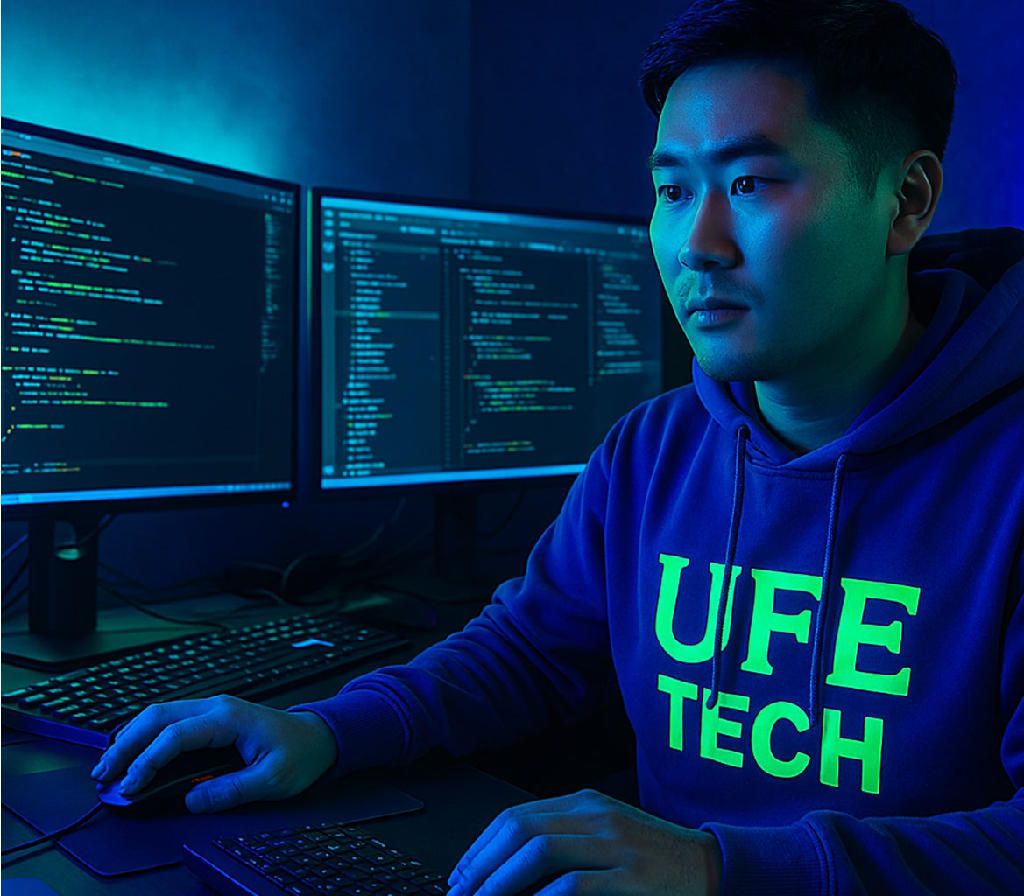 Programmer working on code